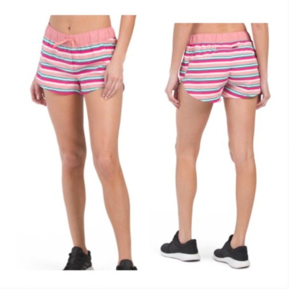 NWT - The North Face Women's Striped Athletic Shorts - Pink, Blue, White - Picture 1 of 10